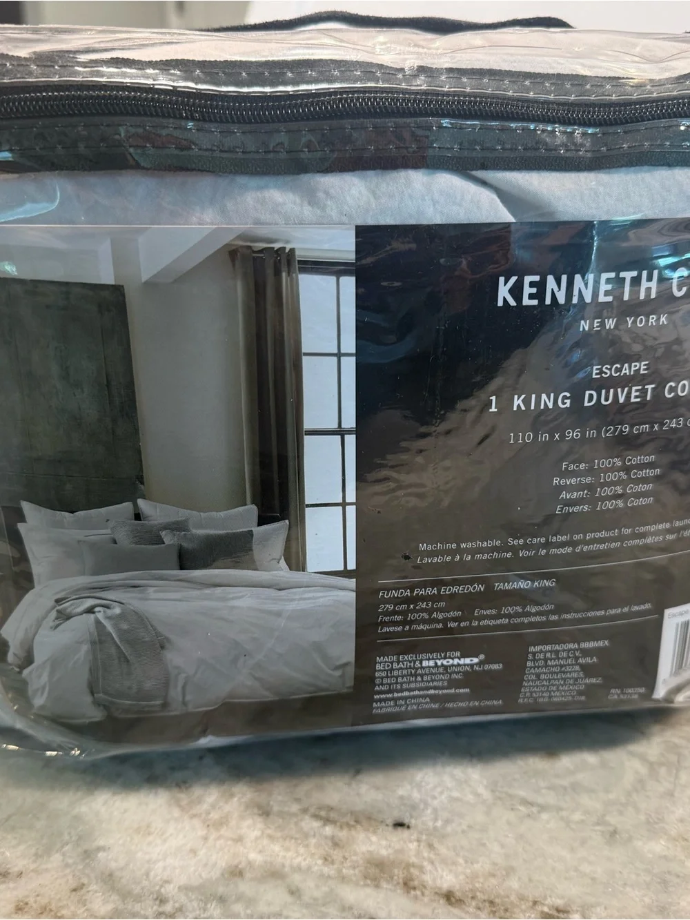Kenneth Cole Escape King Duvet Cover - light gray